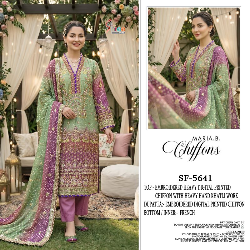Sf 5641 A To E By Shree Digital Chiffon Pakistani Salwar Suits 